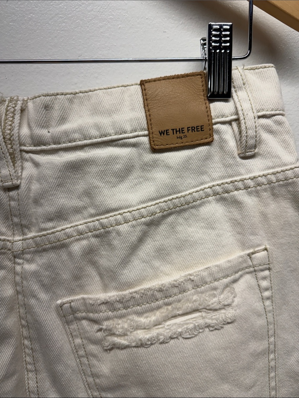We The Free Brea Cutoff Skirt Midi Cotton Distressed Denim Button Fly White 30 - Picture 6 of 10